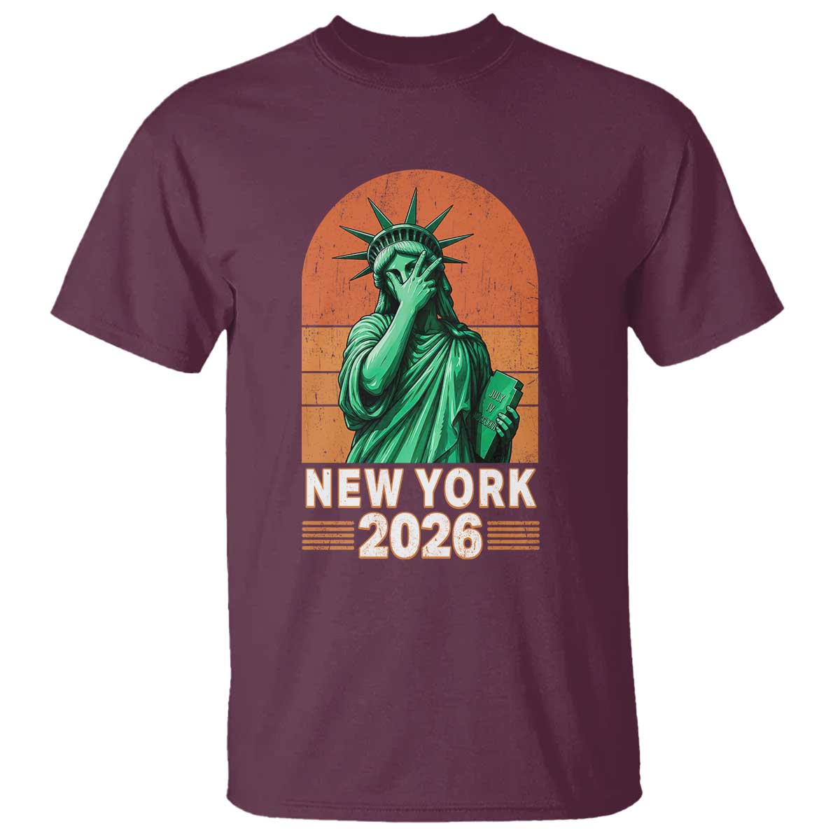 Statue Of Liberty Hoops T Shirt New York Pride 2026 TS12 Maroon Print Your Wear