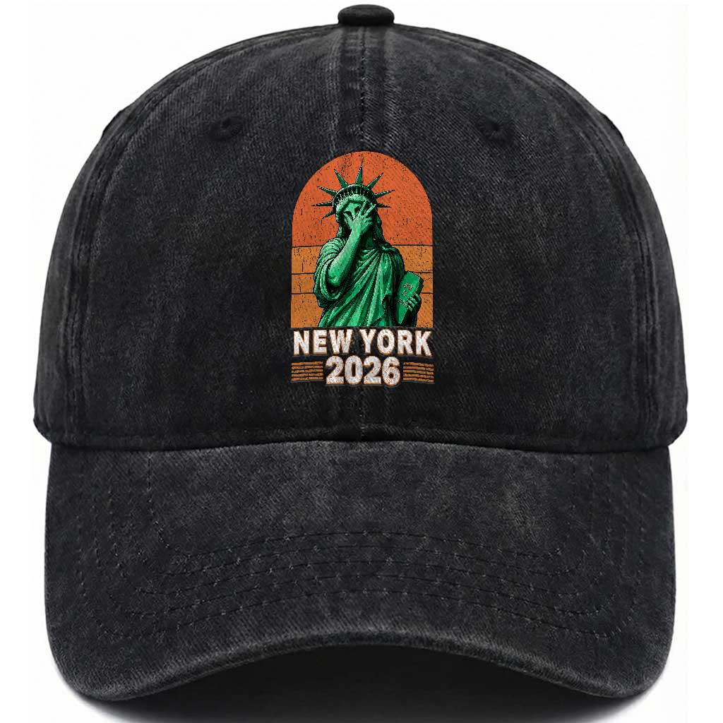Statue Of Liberty Hoops Washed Cotton Baseball Cap New York Pride 2026 TS12 Print Your Wear