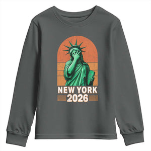 Statue Of Liberty Hoops Youth Sweatshirt New York Pride 2026 TS12 Dark Heather Print Your Wear