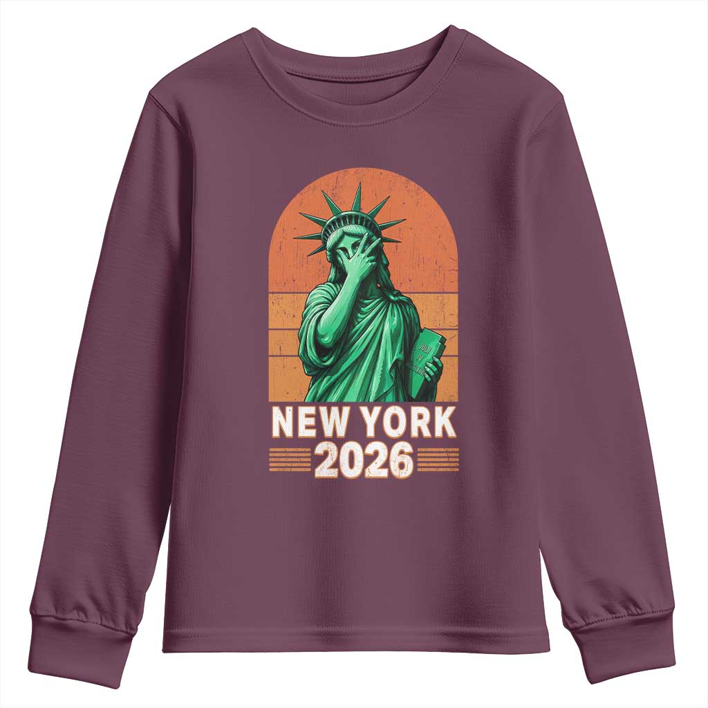 Statue Of Liberty Hoops Youth Sweatshirt New York Pride 2026 TS12 Maroon Print Your Wear