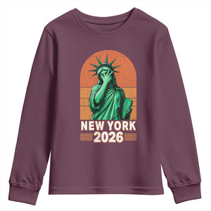 Statue Of Liberty Hoops Youth Sweatshirt New York Pride 2026 TS12 Maroon Print Your Wear