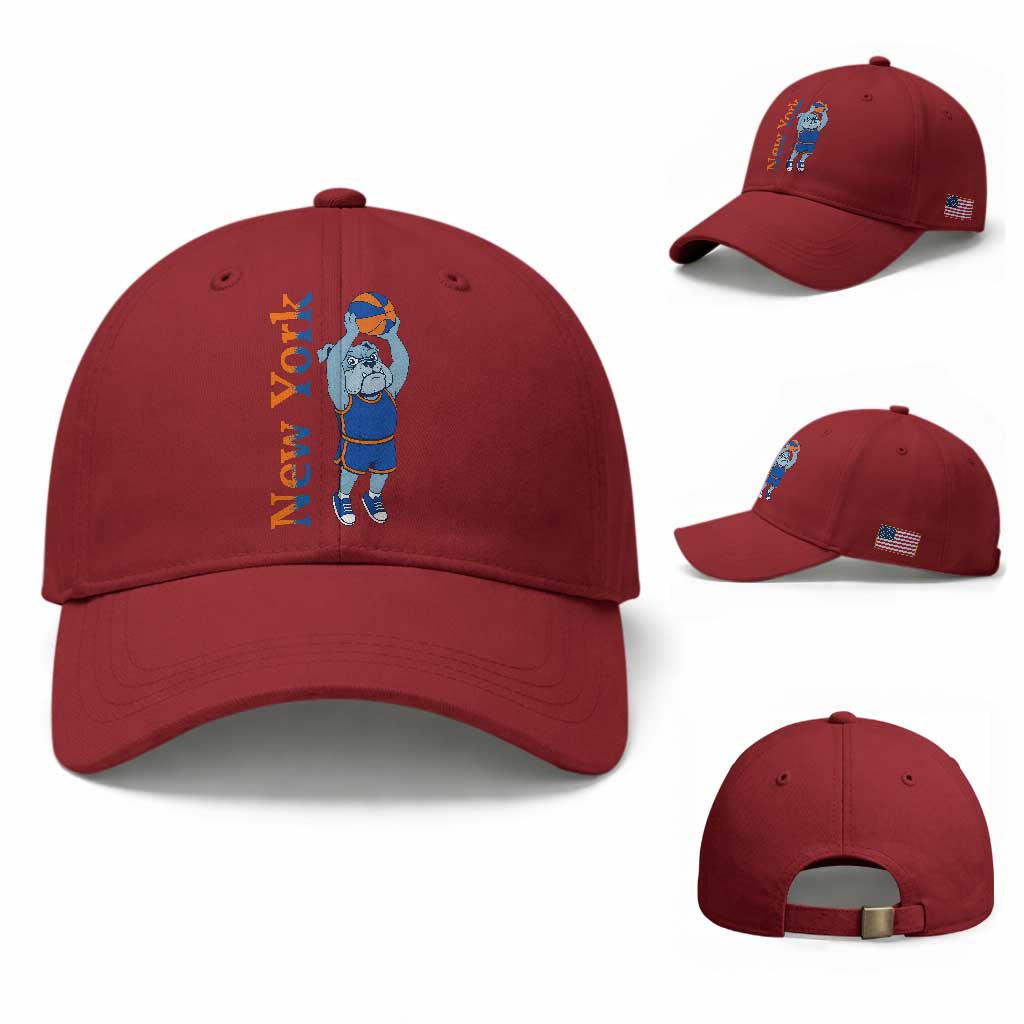 Funny Bulldog Playing Basketball Baseball Cap New York Pride TS12 Baseball Cap Universal Fit Cherry Red Print Your Wear