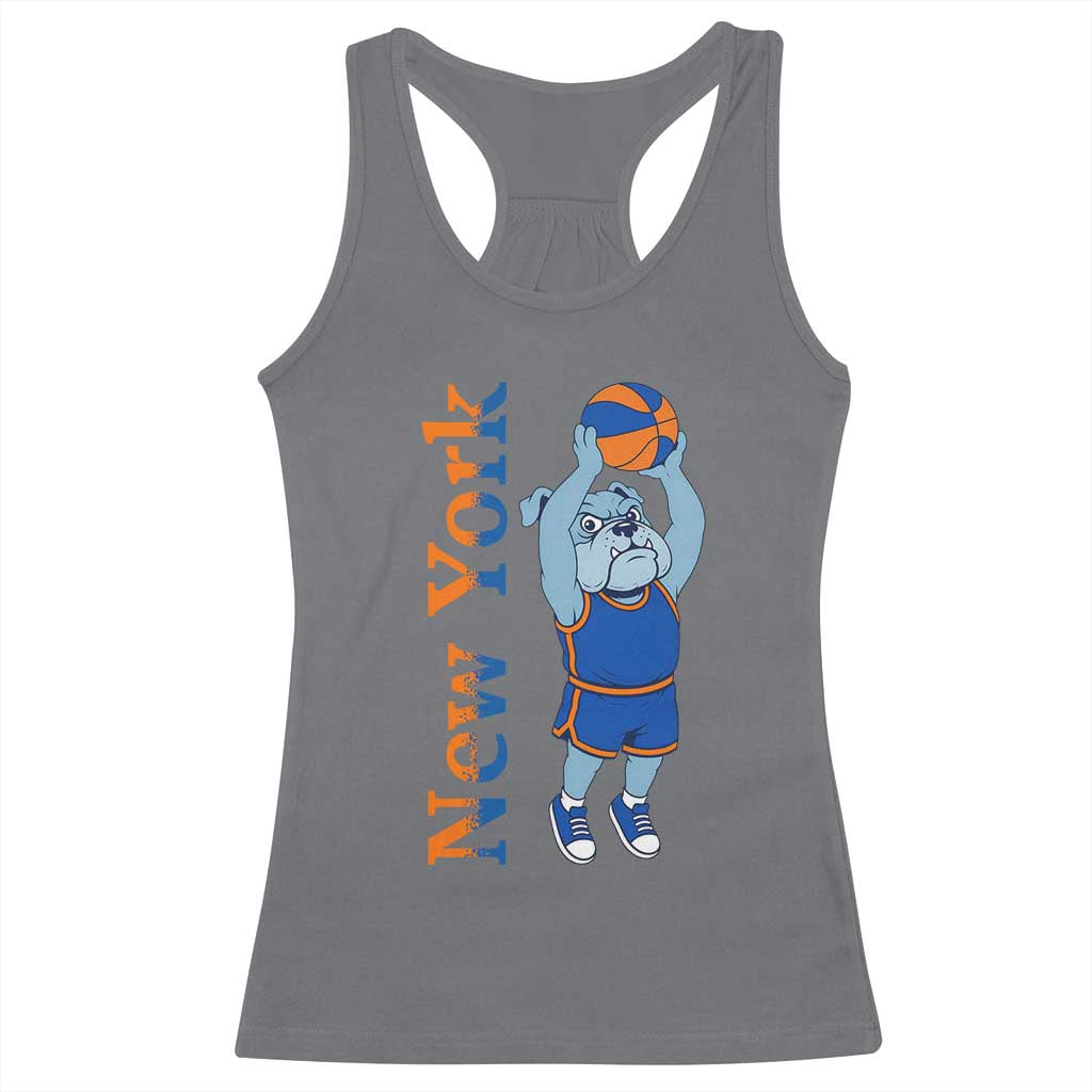 Funny Bulldog Playing Basketball Racerback Tank Top New York Pride TS12 Charcoal Print Your Wear