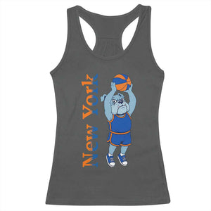 Funny Bulldog Playing Basketball Racerback Tank Top New York Pride TS12 Dark Heather Print Your Wear