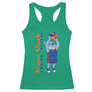 Funny Bulldog Playing Basketball Racerback Tank Top New York Pride TS12 Irish Green Print Your Wear