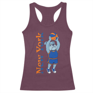 Funny Bulldog Playing Basketball Racerback Tank Top New York Pride TS12 Maroon Print Your Wear