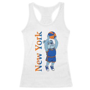 Funny Bulldog Playing Basketball Racerback Tank Top New York Pride TS12 White Print Your Wear