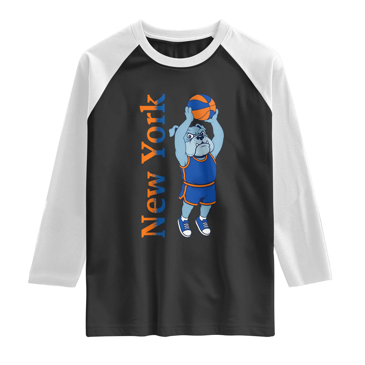Funny Bulldog Playing Basketball Raglan Shirt New York Pride TS12 Black White Print Your Wear