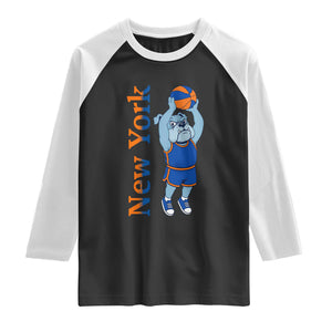 Funny Bulldog Playing Basketball Raglan Shirt New York Pride TS12 Black White Print Your Wear