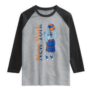 Funny Bulldog Playing Basketball Raglan Shirt New York Pride TS12 Heather Gray Black Print Your Wear
