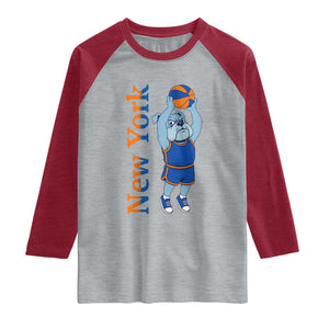 Funny Bulldog Playing Basketball Raglan Shirt New York Pride TS12 Heather Gray Heather Red Print Your Wear