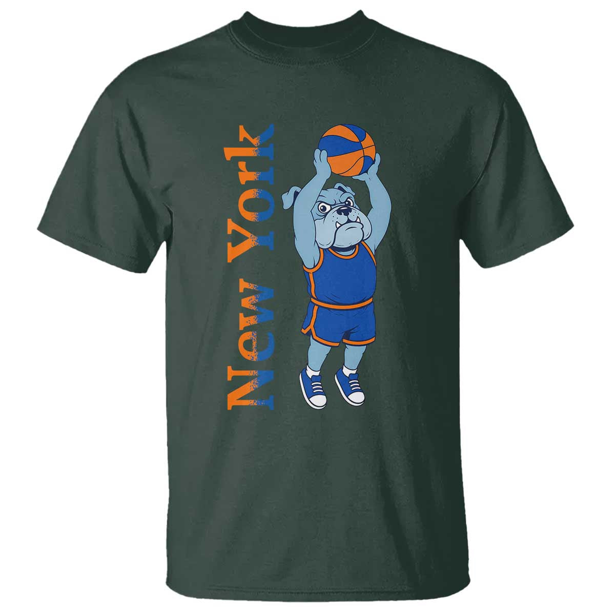 Funny Bulldog Playing Basketball T Shirt New York Pride TS12 Dark Forest Green Print Your Wear
