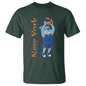Funny Bulldog Playing Basketball T Shirt New York Pride TS12 Dark Forest Green Print Your Wear