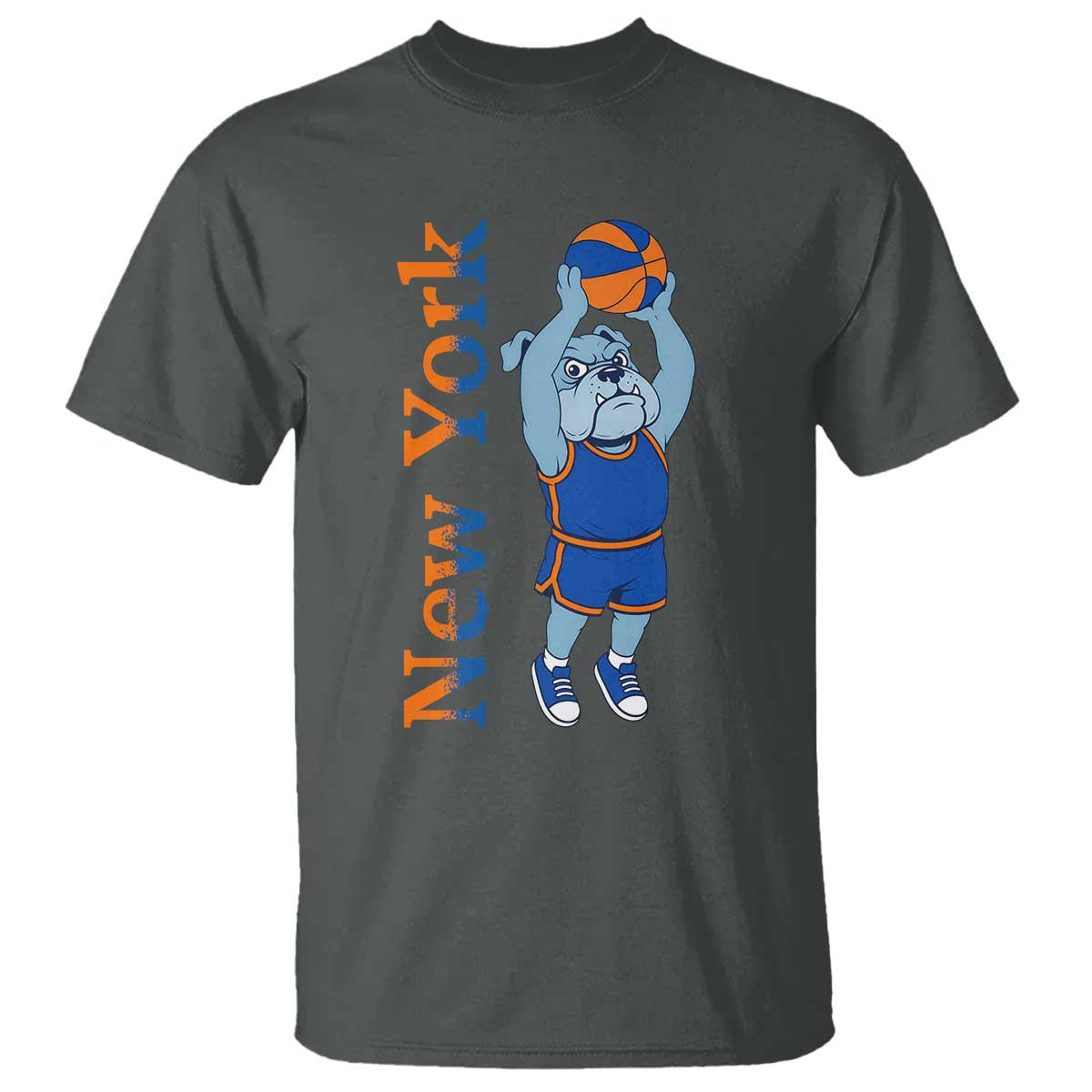 Funny Bulldog Playing Basketball T Shirt New York Pride TS12 Dark Heather Print Your Wear