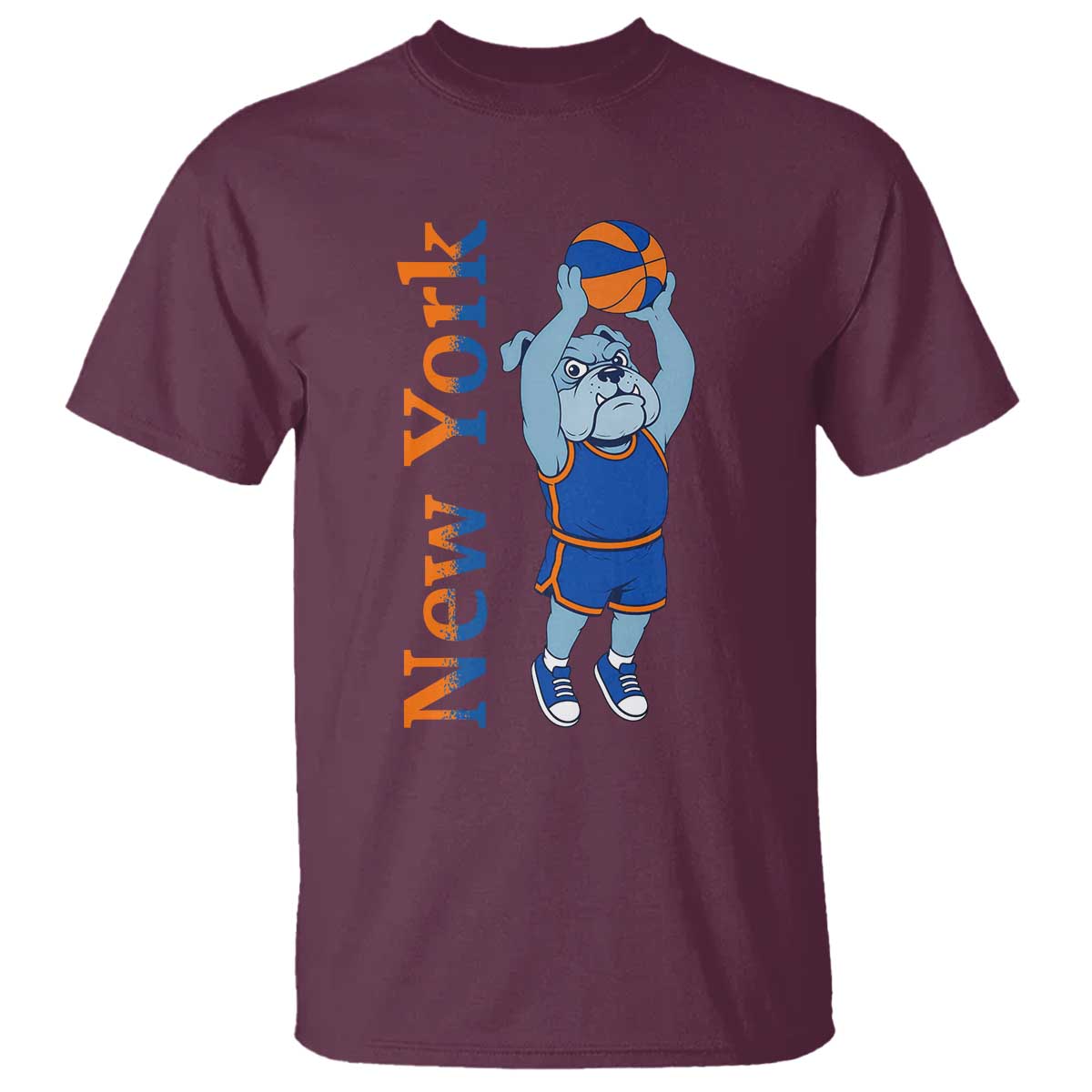Funny Bulldog Playing Basketball T Shirt New York Pride TS12 Maroon Print Your Wear
