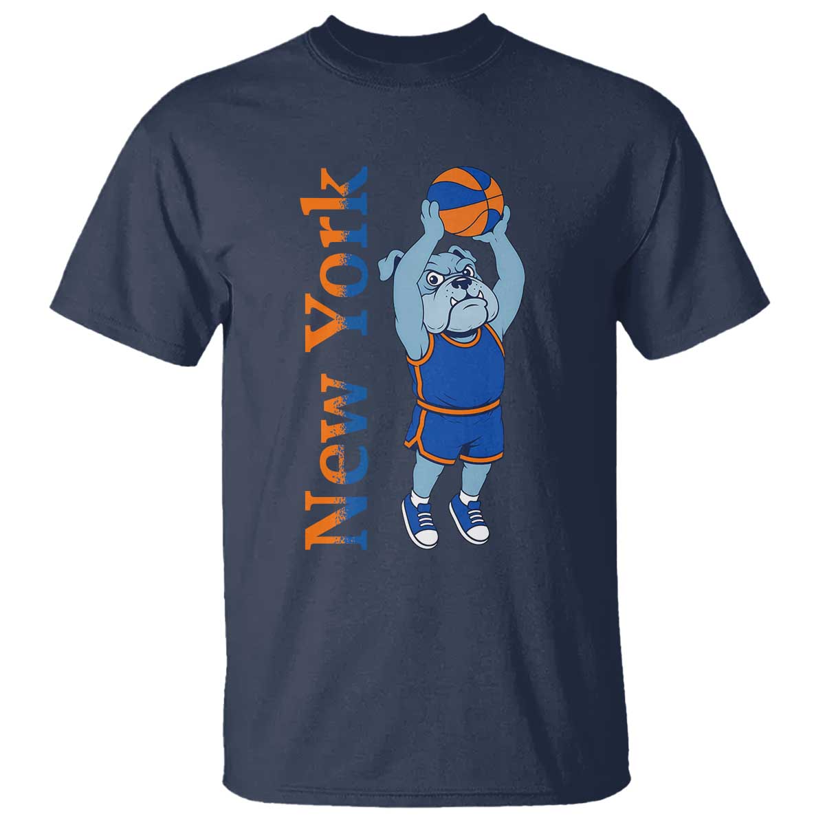 Funny Bulldog Playing Basketball T Shirt New York Pride TS12 Navy Print Your Wear