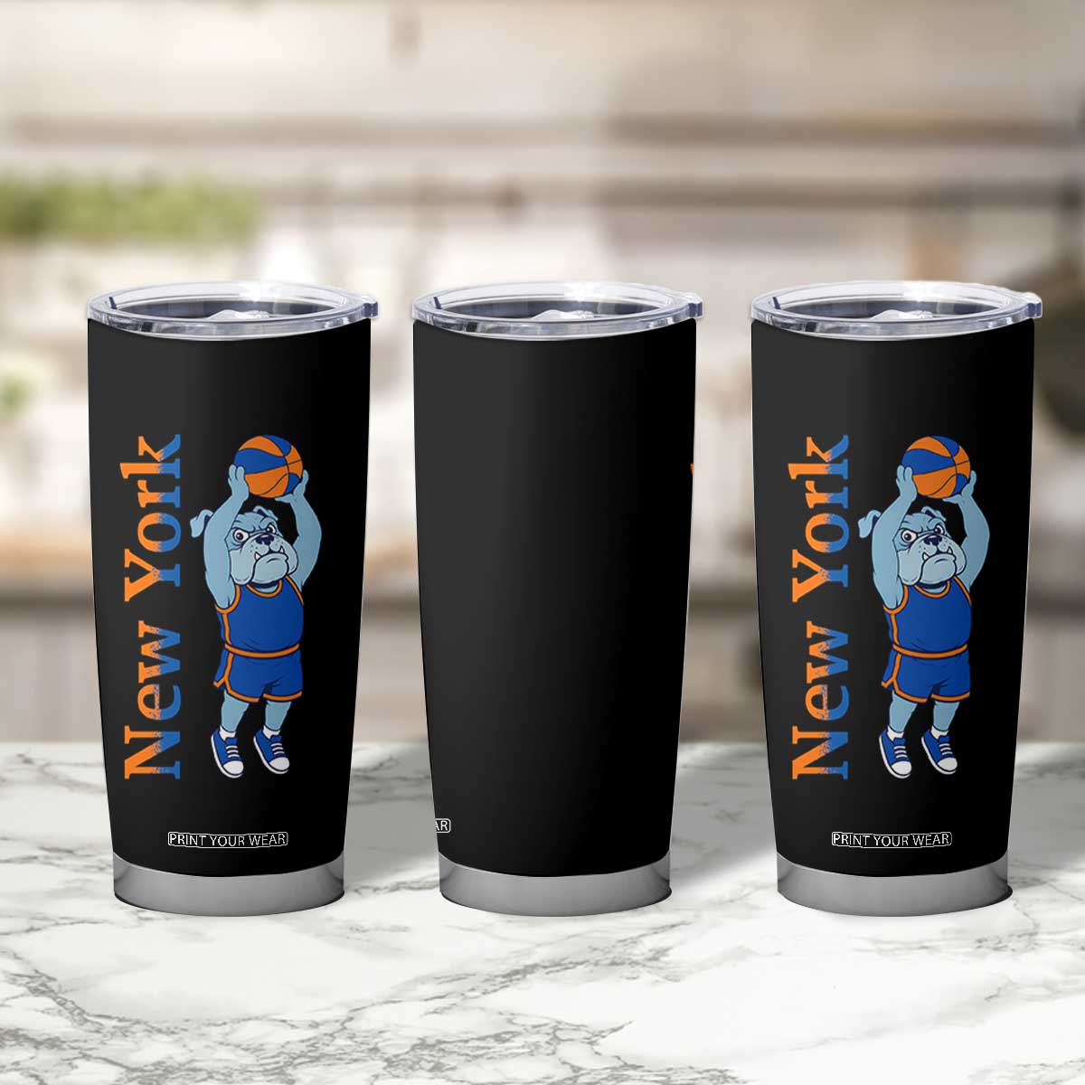 Funny Bulldog Playing Basketball Tumbler Cup New York Pride TS12 Print Your Wear
