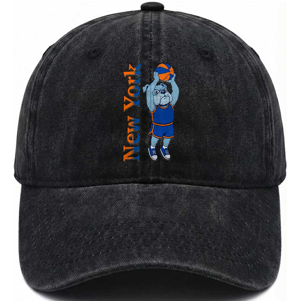Funny Bulldog Playing Basketball Washed Cotton Baseball Cap New York Pride TS12 Print Your Wear