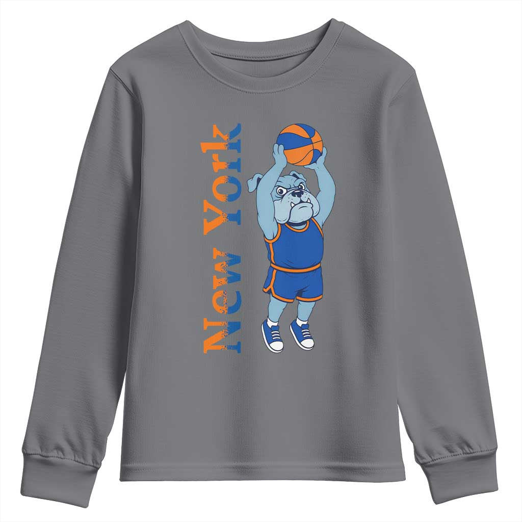 Funny Bulldog Playing Basketball Youth Sweatshirt New York Pride TS12 Charcoal Print Your Wear