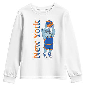 Funny Bulldog Playing Basketball Youth Sweatshirt New York Pride TS12 White Print Your Wear