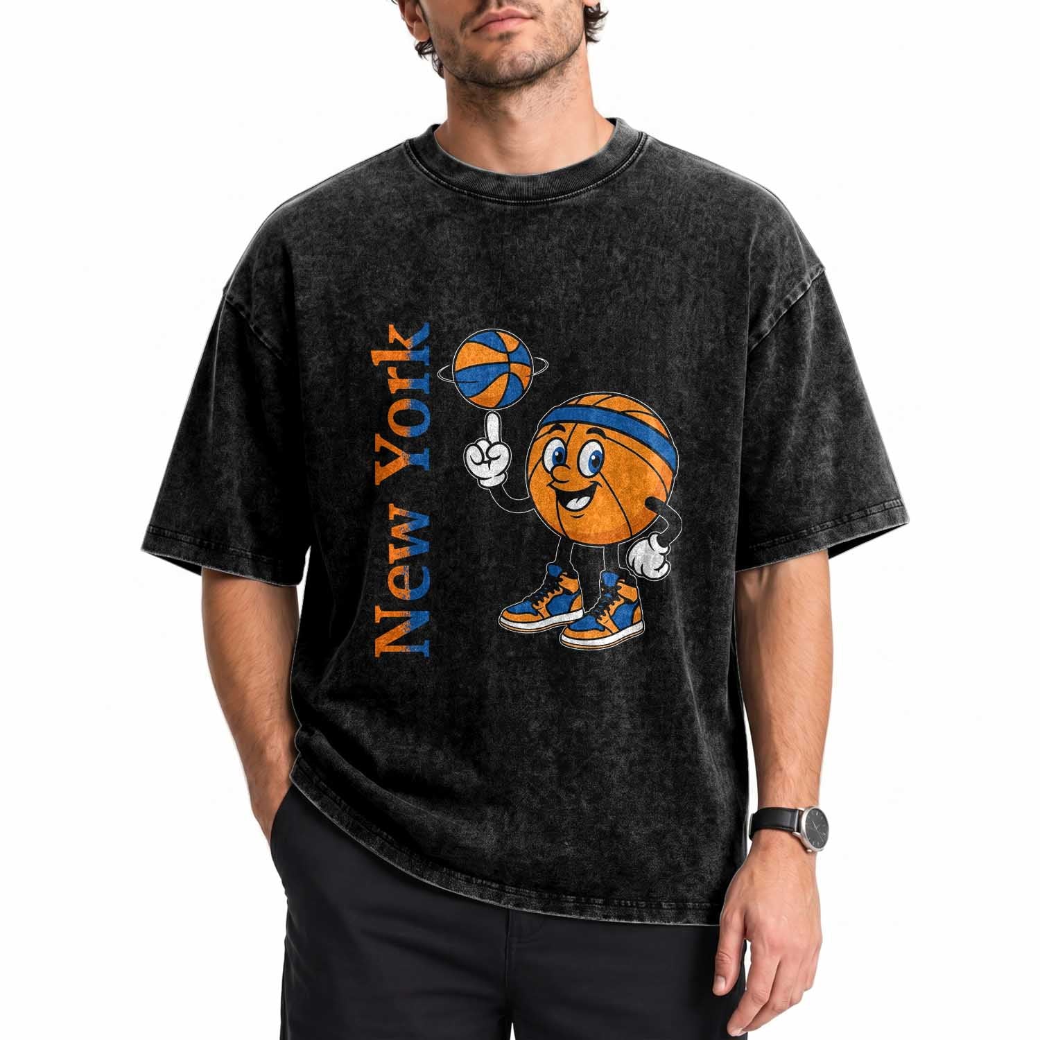 Funny New York Pride Washed Cotton T-Shirt Basketball Lover Fan Gift