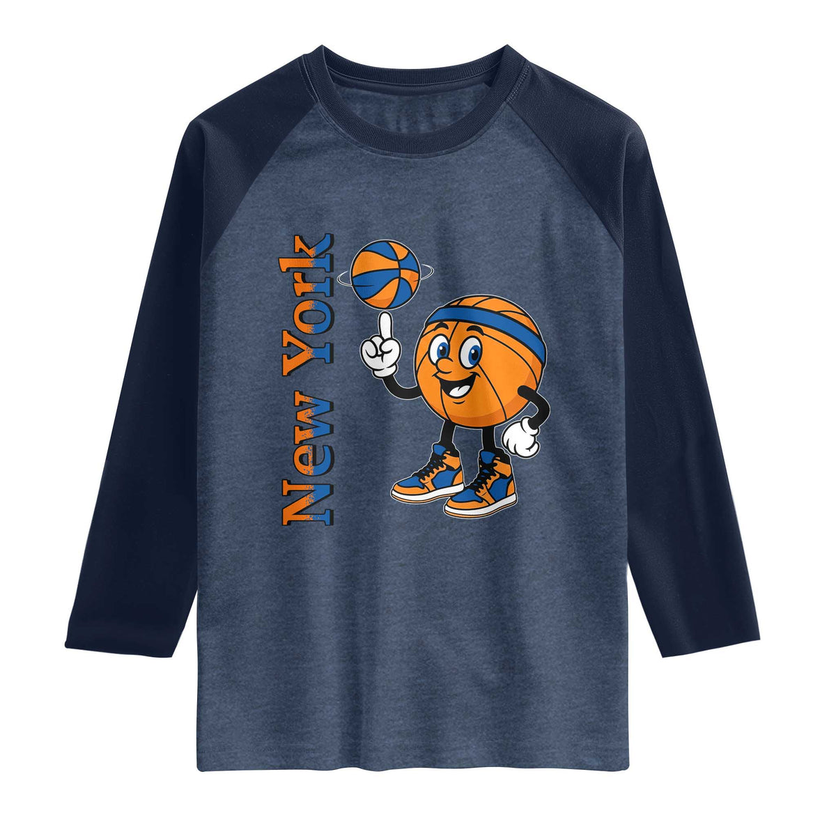 Funny New York Pride Raglan Shirt Basketball Lover Fan Gift TS12 Heather Denim Navy Print Your Wear