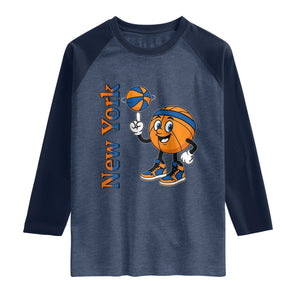 Funny New York Pride Raglan Shirt Basketball Lover Fan Gift TS12 Heather Denim Navy Print Your Wear