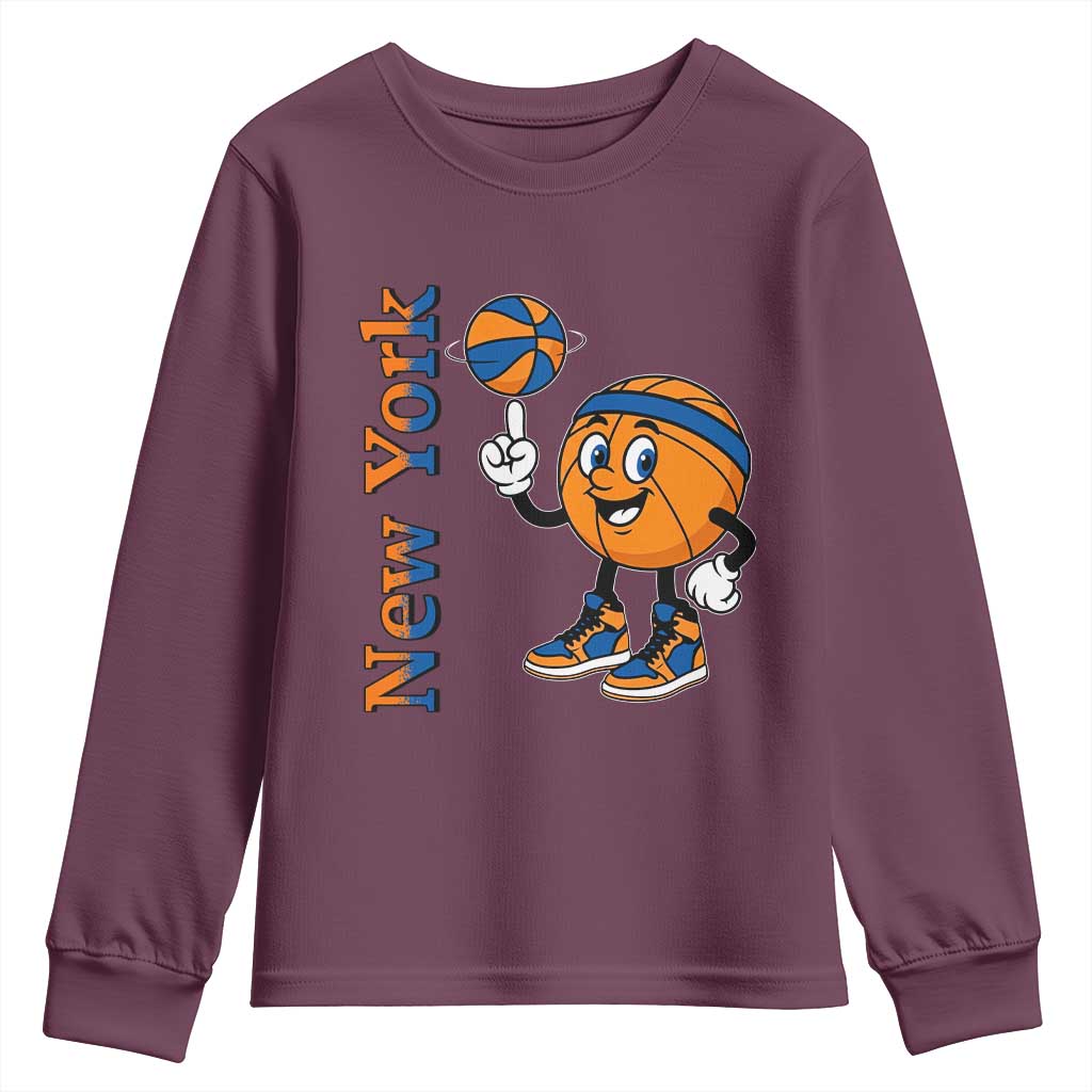 Funny New York Pride Youth Sweatshirt Basketball Lover Fan Gift TS12 Maroon Print Your Wear