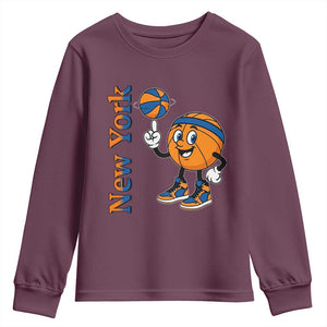 Funny New York Pride Youth Sweatshirt Basketball Lover Fan Gift TS12 Maroon Print Your Wear