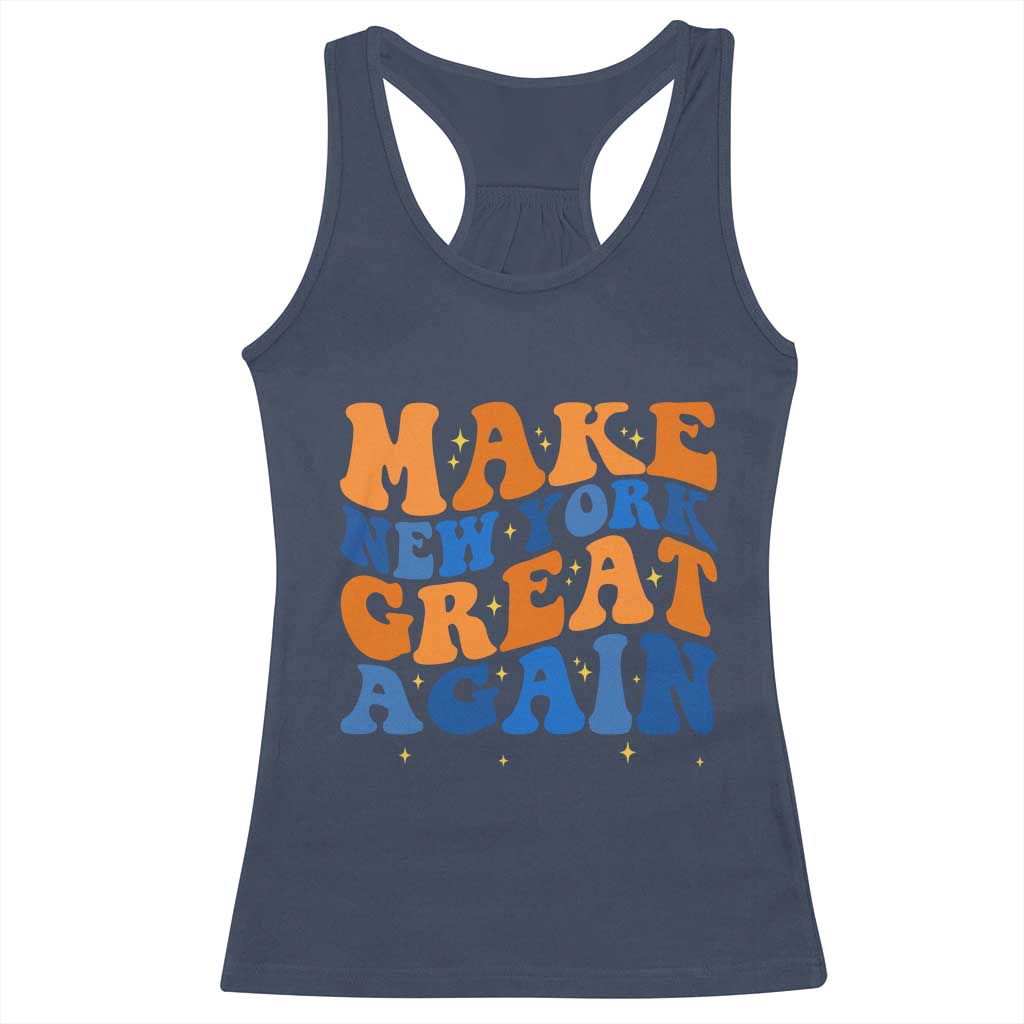 Make New York Great Again Racerback Tank Top Retro Wave Graphic TS12 Navy Print Your Wear