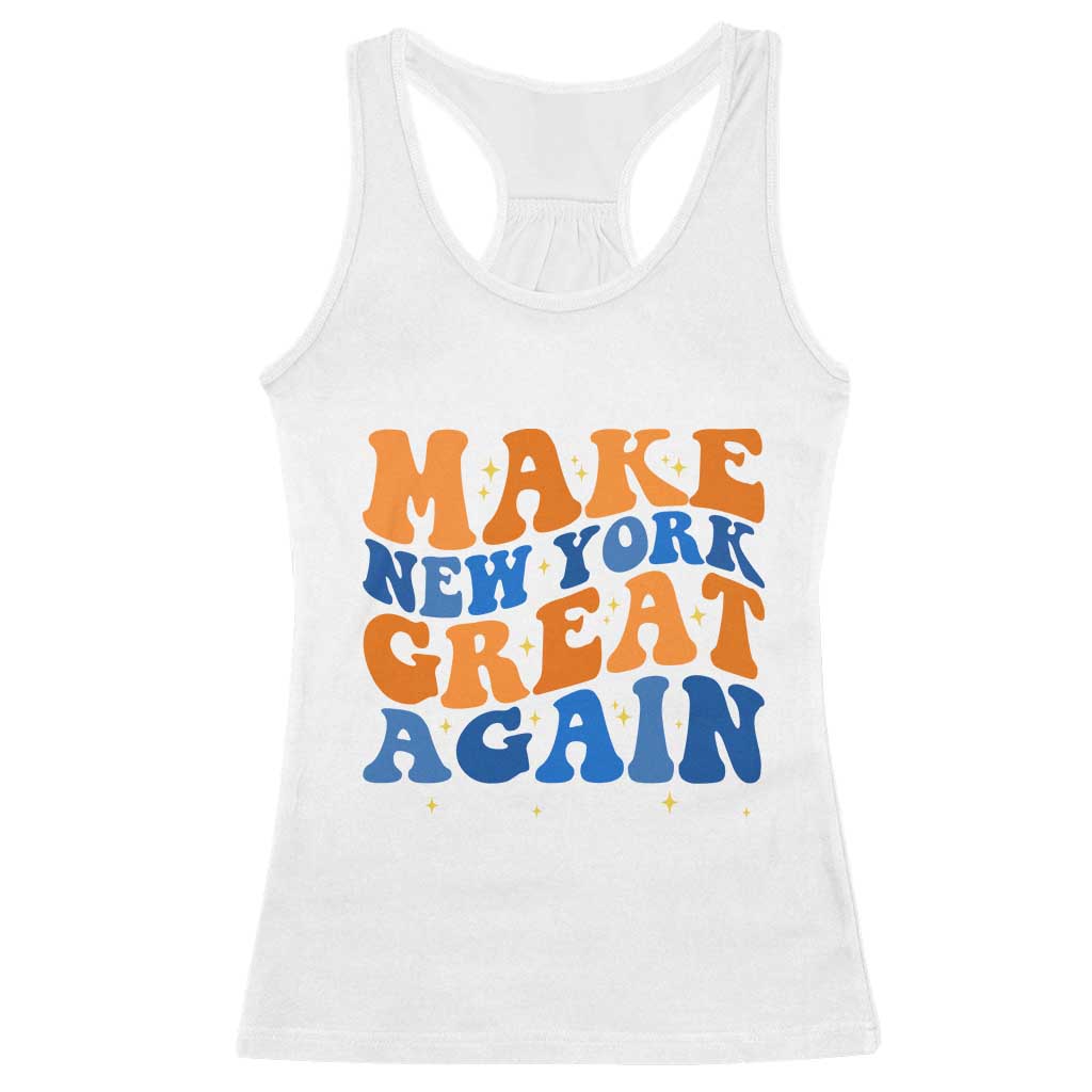 Make New York Great Again Racerback Tank Top Retro Wave Graphic TS12 White Print Your Wear