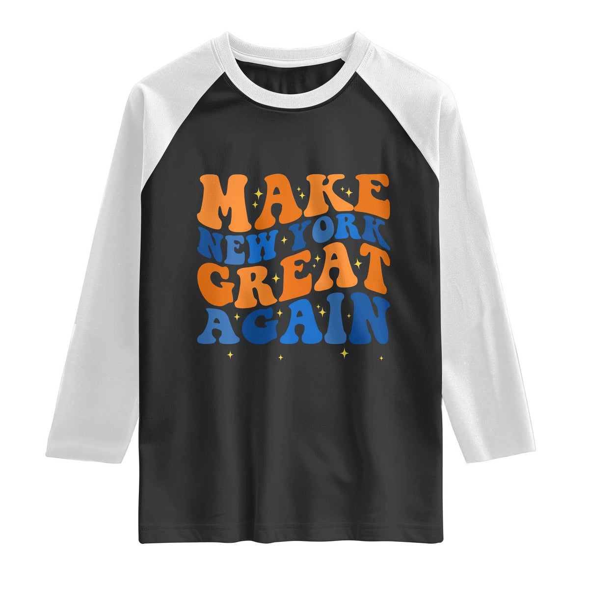 Make New York Great Again Raglan Shirt Retro Wave Graphic TS12 Black White Print Your Wear