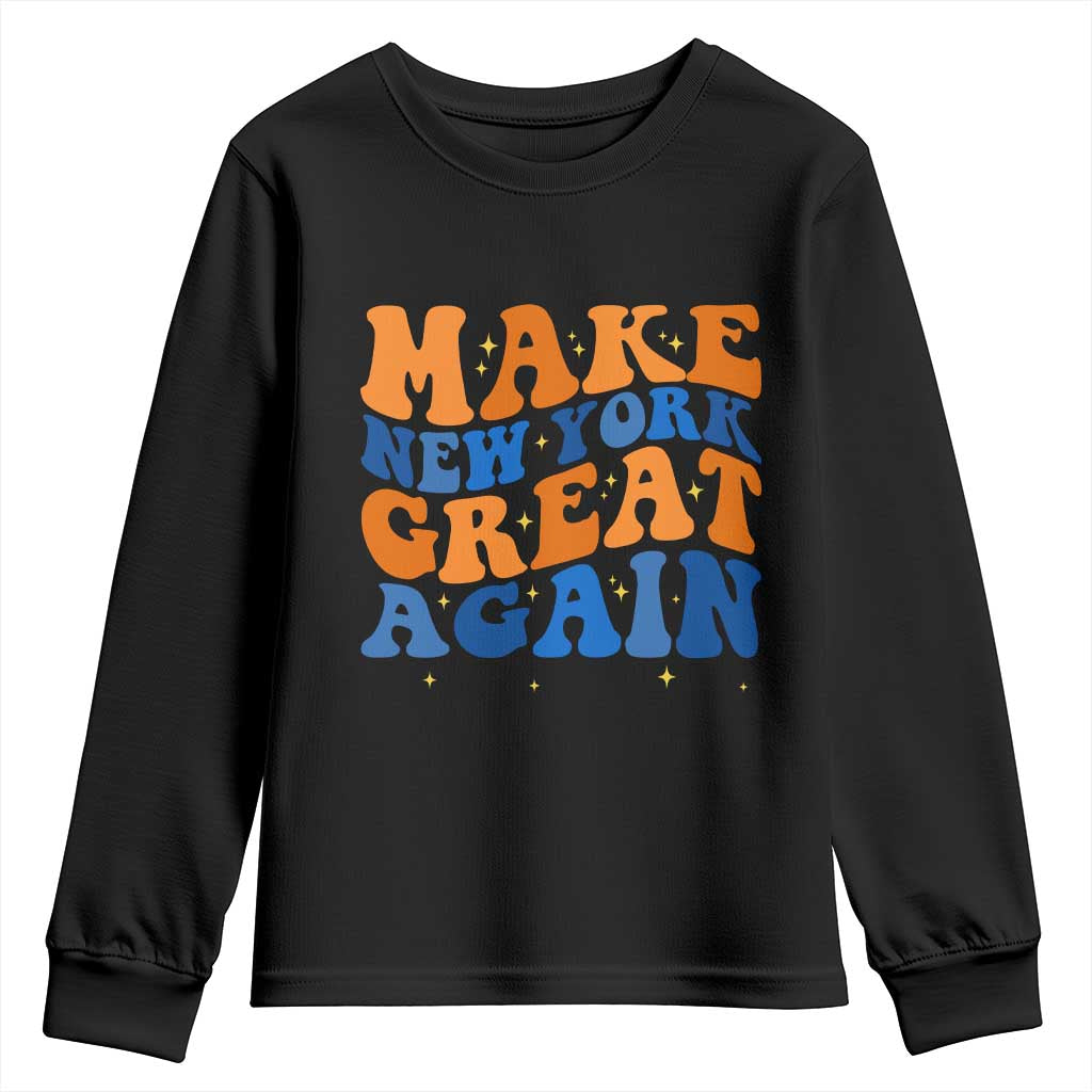 Make New York Great Again Youth Sweatshirt Retro Wave Graphic TS12 Black Print Your Wear