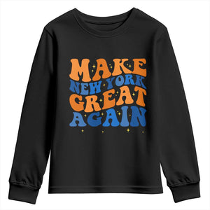 Make New York Great Again Youth Sweatshirt Retro Wave Graphic TS12 Black Print Your Wear