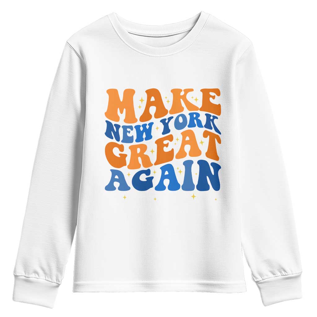 Make New York Great Again Youth Sweatshirt Retro Wave Graphic TS12 White Print Your Wear