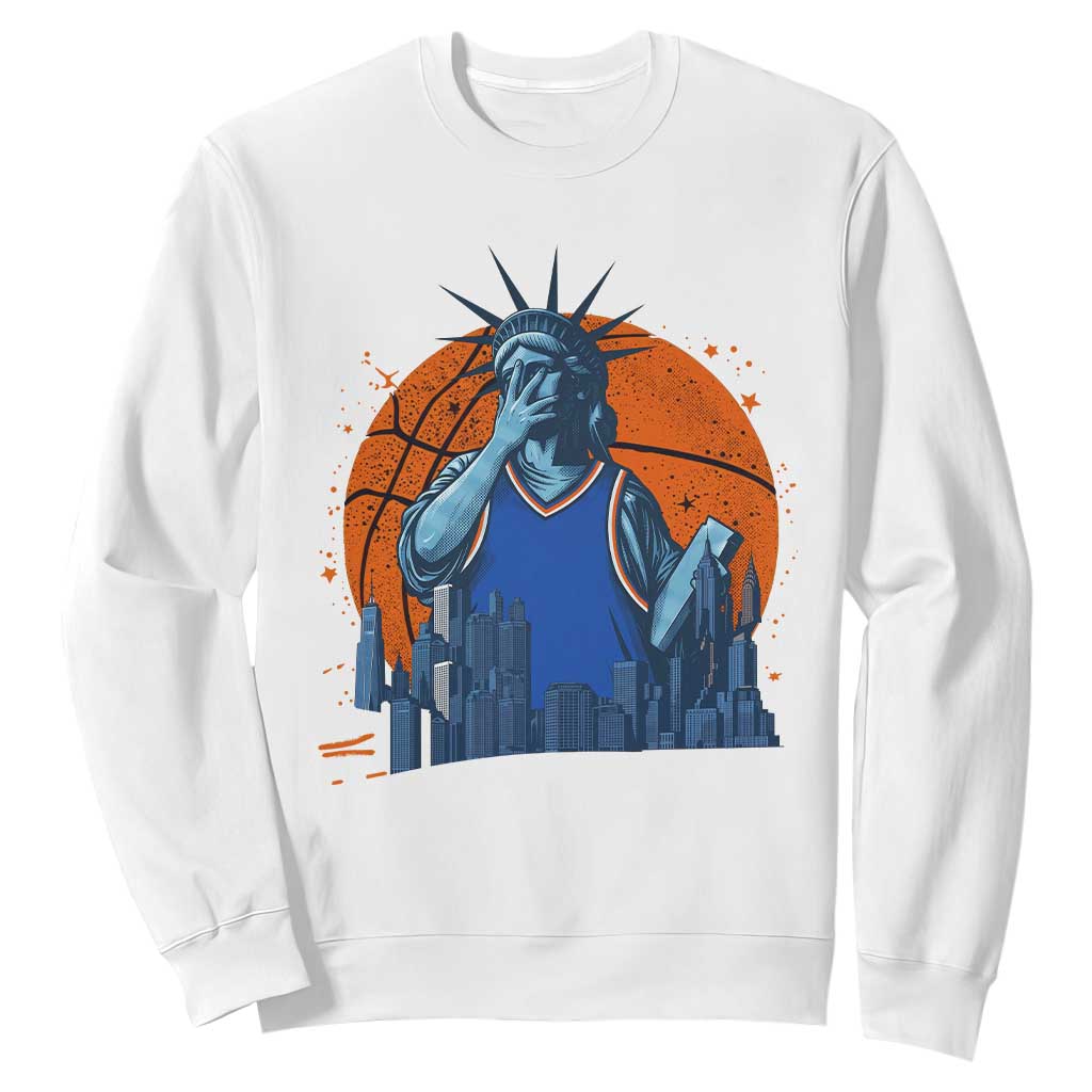 Funny Statue Of Liberty Hoops Fan Sweatshirt New York Sports Gift TS12 White Print Your Wear