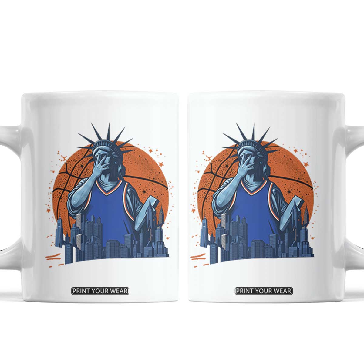 Funny Statue Of Liberty Hoops Fan Coffee Mug New York Sports Gift TS12 White Print Your Wear