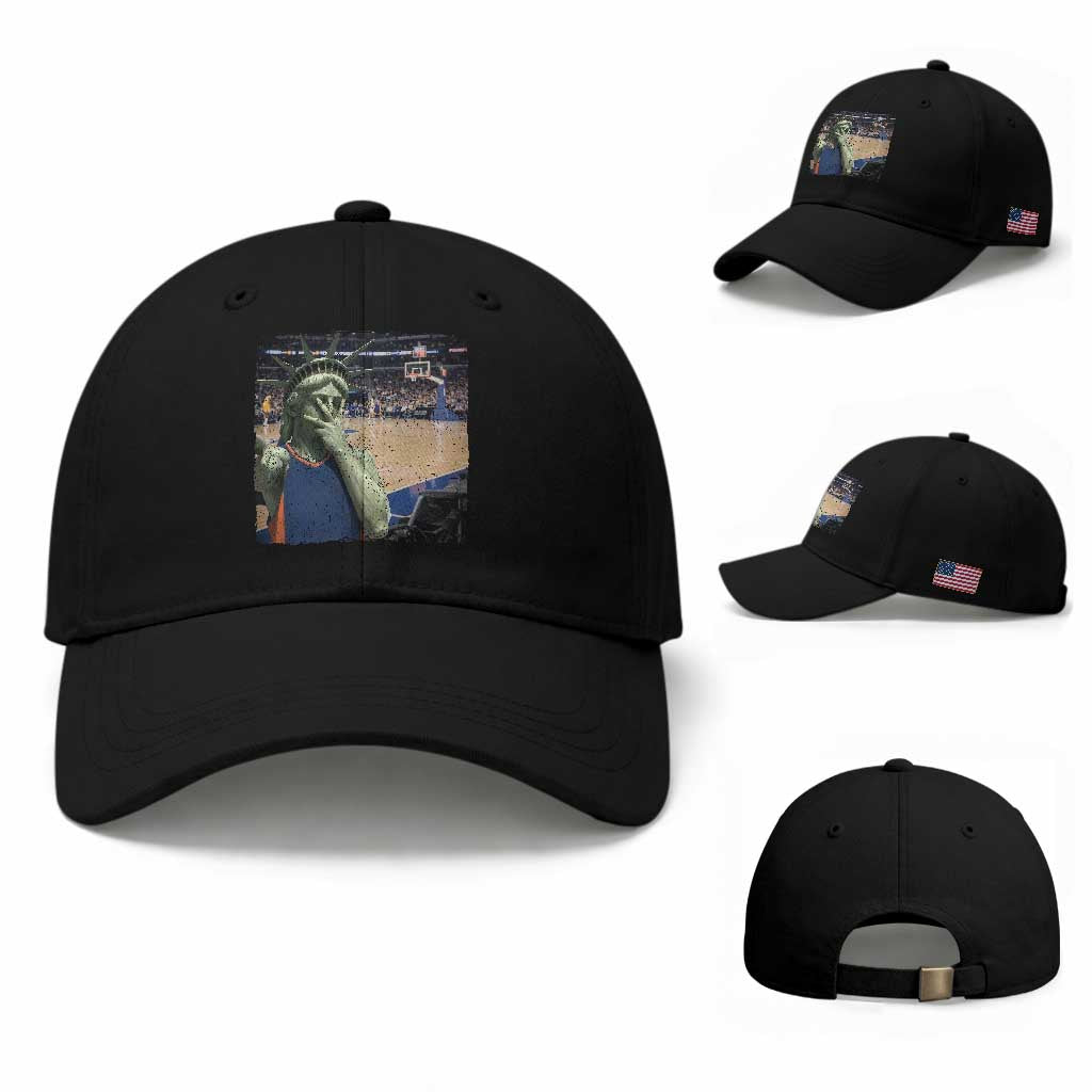Funny Statue Of Liberty Basketball Selfie Graphic Baseball Cap TS12 Baseball Cap Universal Fit Black Print Your Wear
