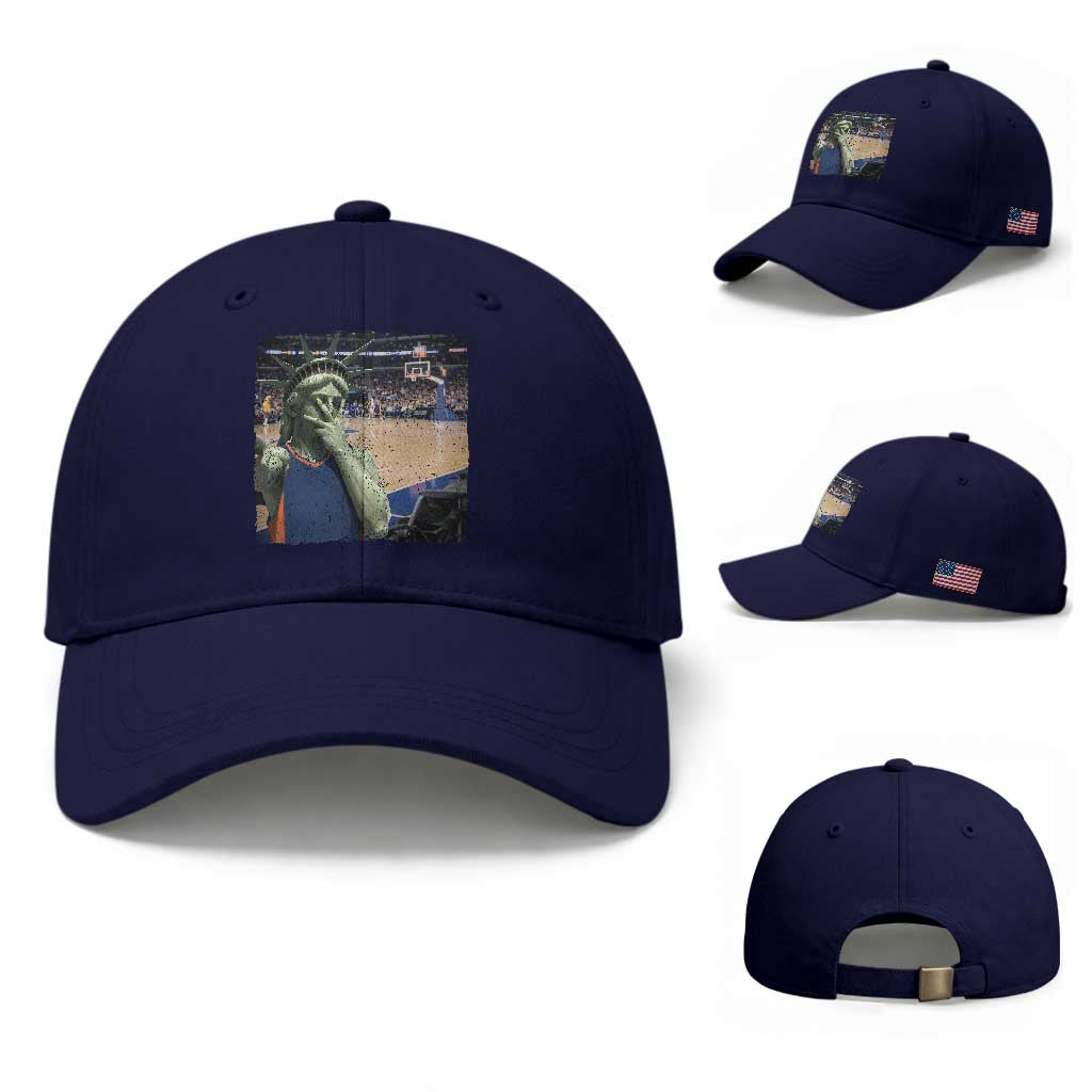 Funny Statue Of Liberty Basketball Selfie Graphic Baseball Cap TS12 Baseball Cap Universal Fit Dark Blue Print Your Wear