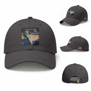Funny Statue Of Liberty Basketball Selfie Graphic Baseball Cap TS12 Baseball Cap Universal Fit Dark Gray Print Your Wear