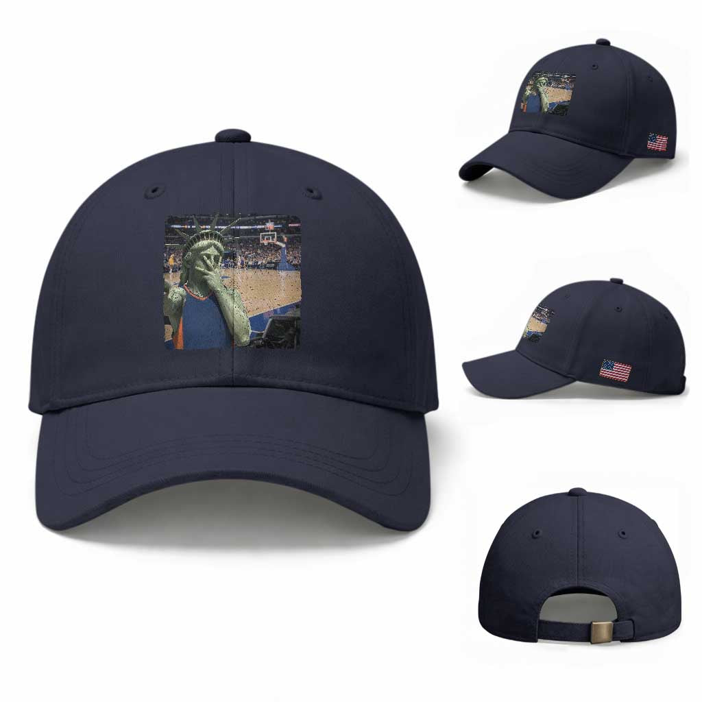 Funny Statue Of Liberty Basketball Selfie Graphic Baseball Cap TS12 Baseball Cap Universal Fit Navy Print Your Wear