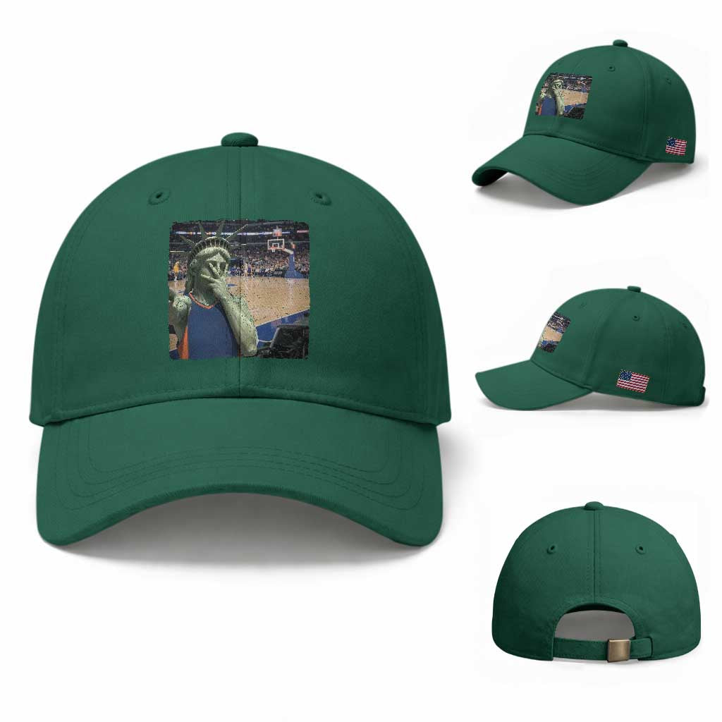 Funny Statue Of Liberty Basketball Selfie Graphic Baseball Cap TS12 Baseball Cap Universal Fit Irish Green Print Your Wear