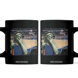 Funny Statue Of Liberty Basketball Selfie Graphic Coffee Mug TS12 Black Print Your Wear