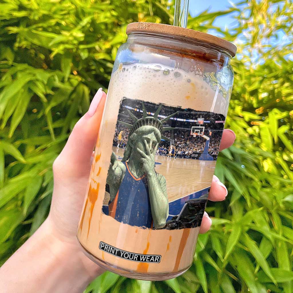 Funny Statue Of Liberty Basketball Selfie Graphic Glass Can TS12 Black Print Your Wear