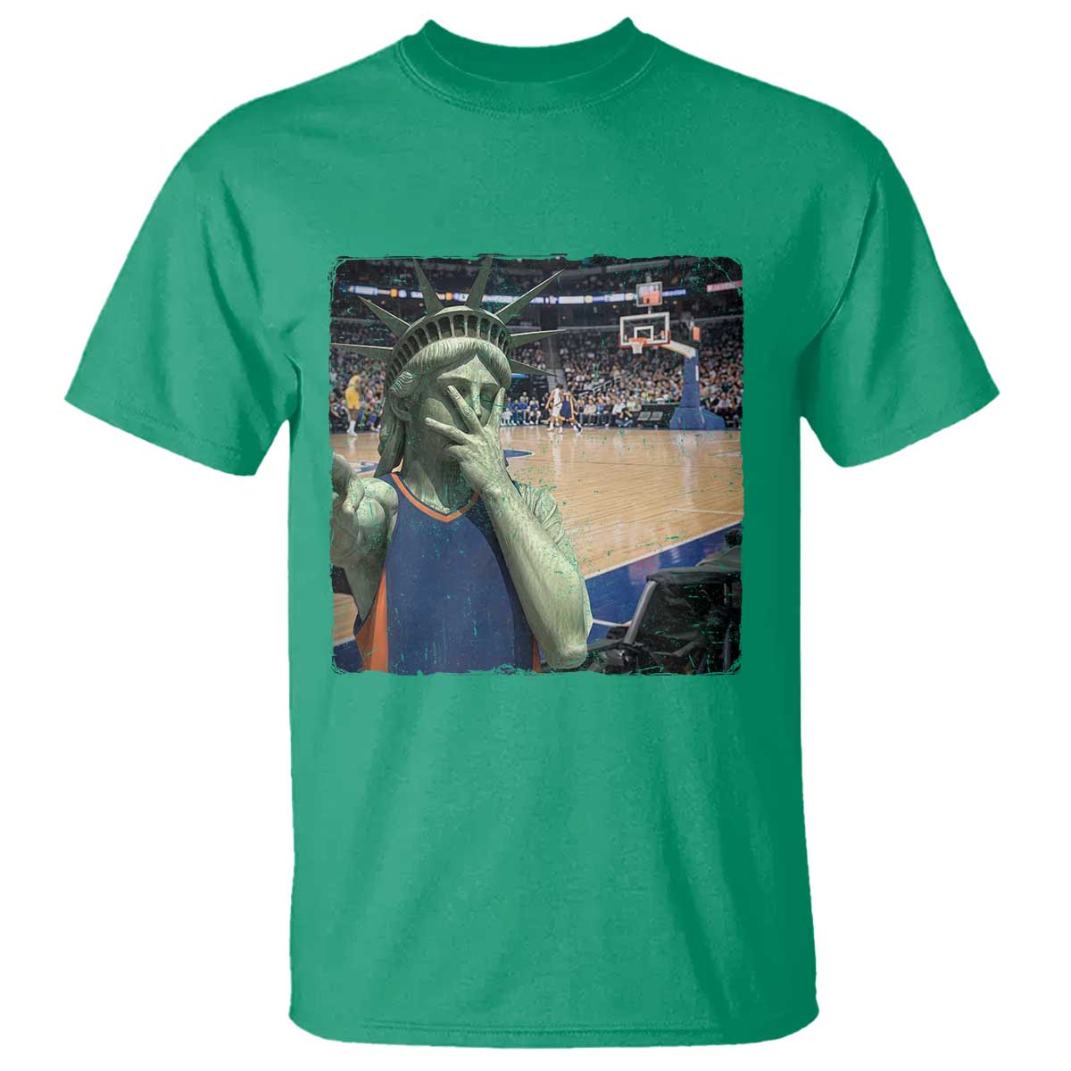 Funny Statue Of Liberty Basketball Selfie Graphic T Shirt TS12 Irish Green Print Your Wear