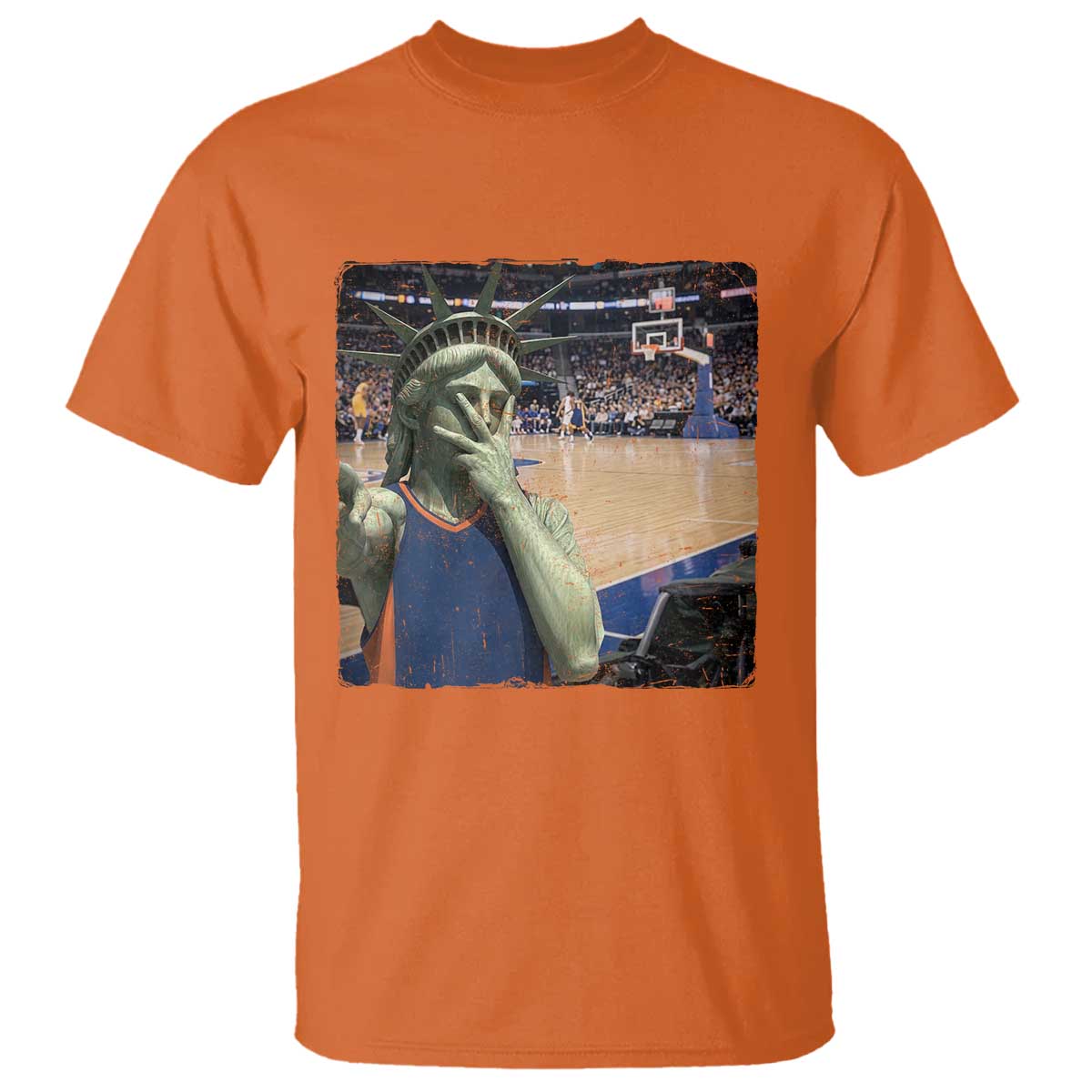 Funny Statue Of Liberty Basketball Selfie Graphic T Shirt TS12 Orange Print Your Wear