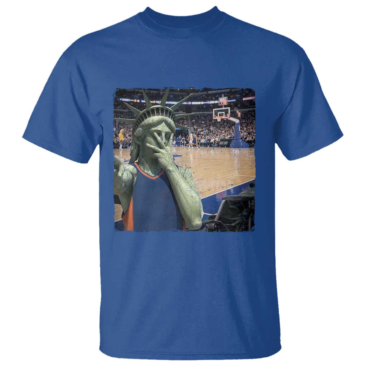 Funny Statue Of Liberty Basketball Selfie Graphic T Shirt TS12 Royal Blue Print Your Wear