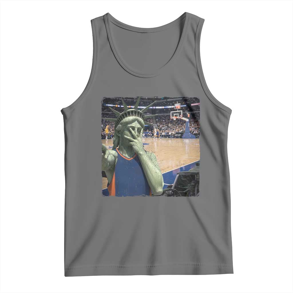 Funny Statue Of Liberty Basketball Selfie Graphic Tank Top TS12 Black Heather Print Your Wear