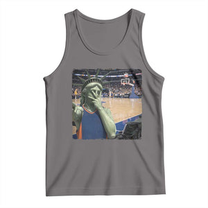 Funny Statue Of Liberty Basketball Selfie Graphic Tank Top TS12 Deep Heather Print Your Wear