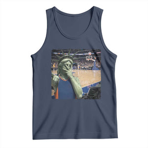 Funny Statue Of Liberty Basketball Selfie Graphic Tank Top TS12 Navy Print Your Wear